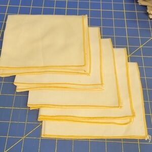 Bundle of 5 Vintage 1960s Yellow Edged Cloth 13" Napkins